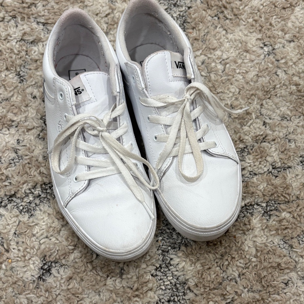 Vans White Leather Low-Top Sneakers